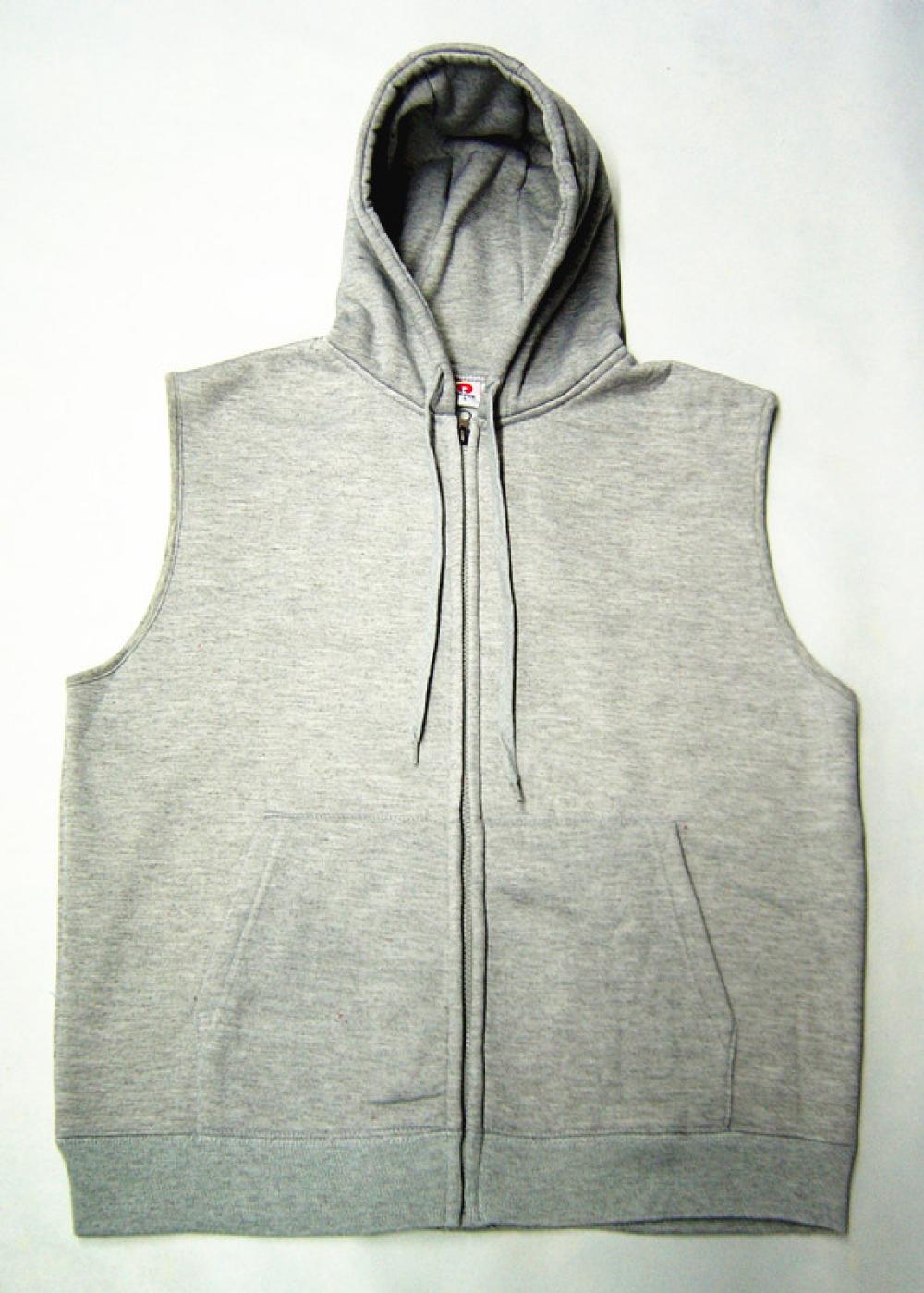 Plain Color Sleeveless Zip Up Hoody