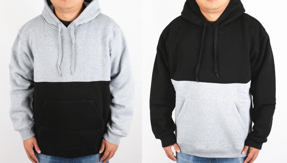 Plain Dual Colour Pull Over Hoody