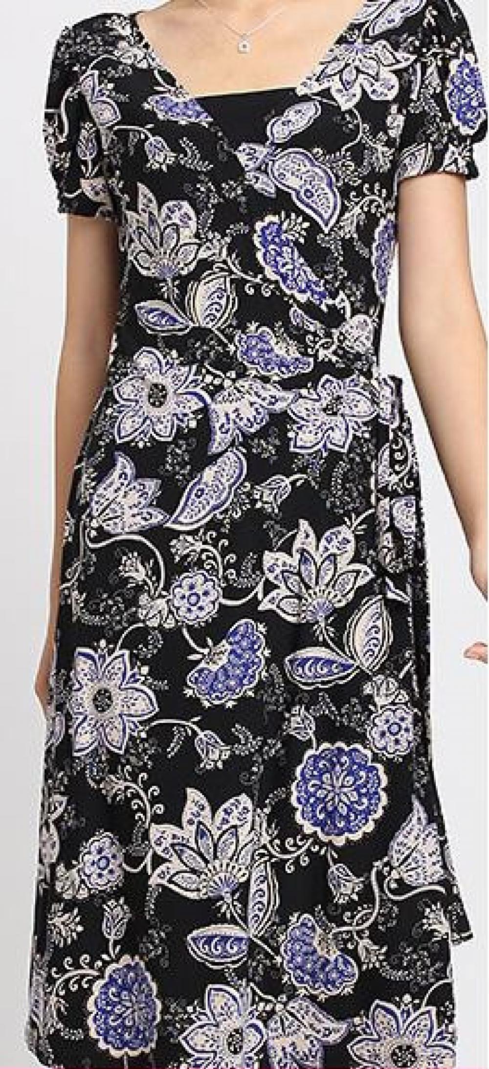 Floral Print Cap Sleeve Low Waist Wrap Dress