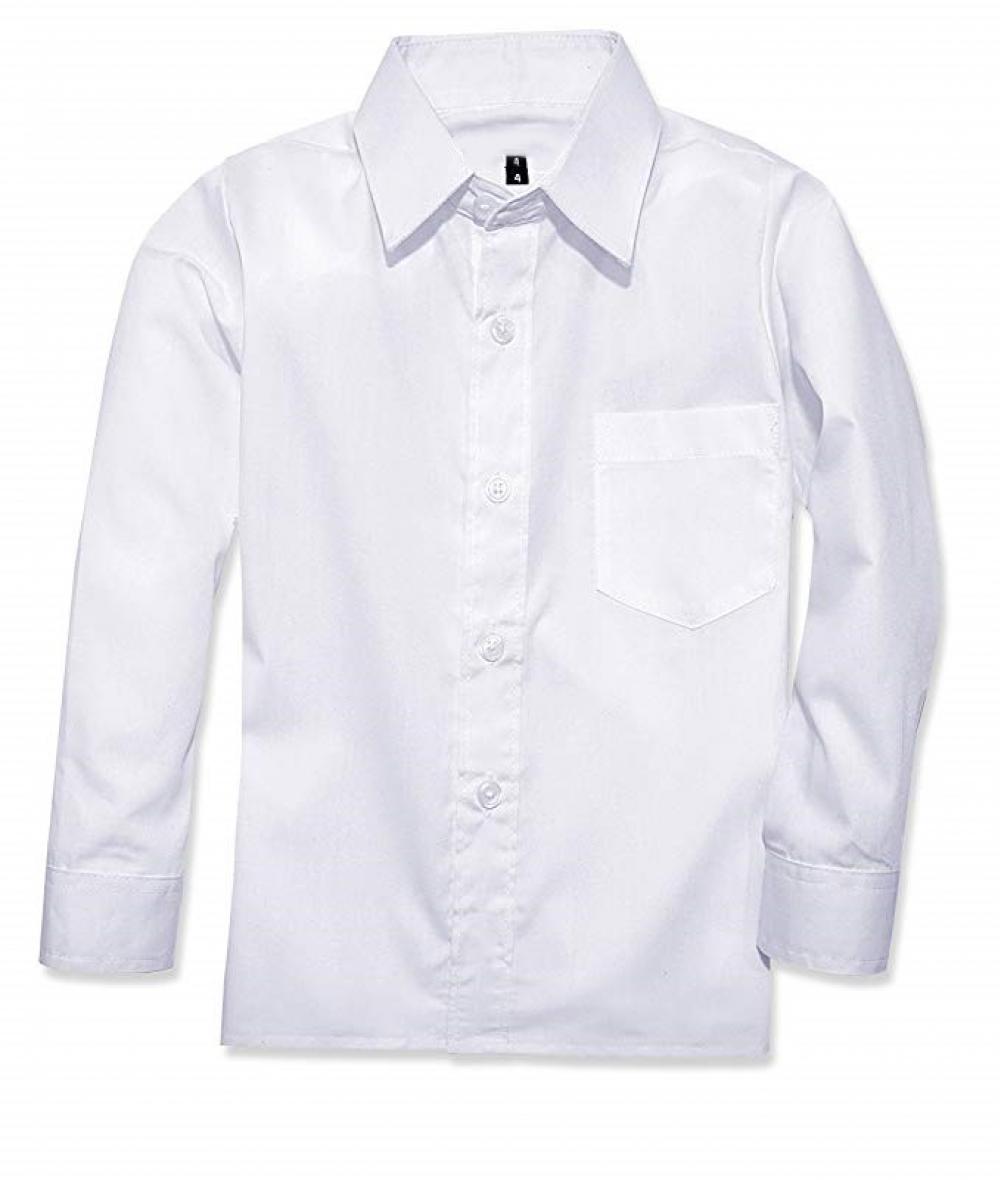 Kids Plain Long Sleeve Dress Shirt